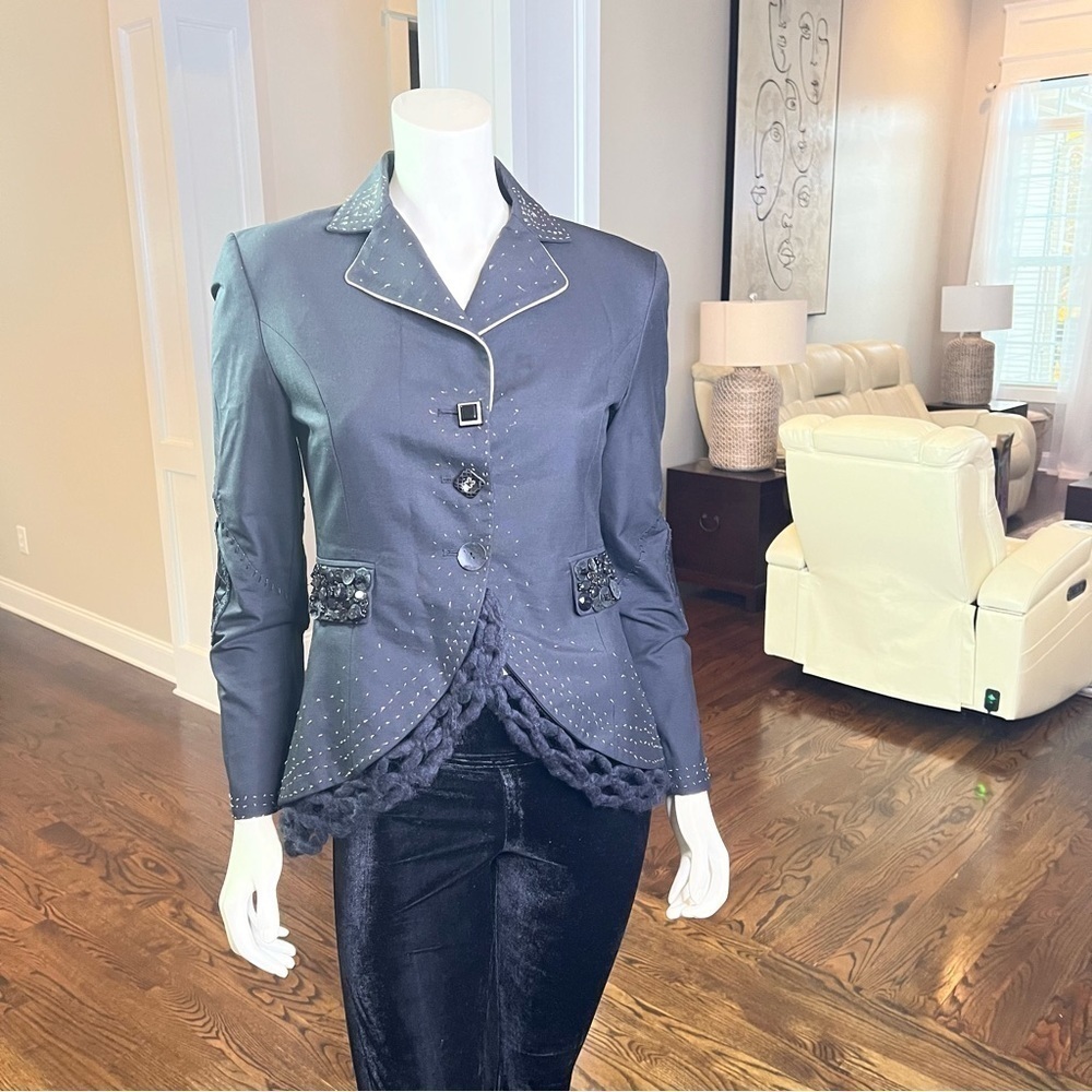Tricot Chic Black, Embellished Jacket Size 8